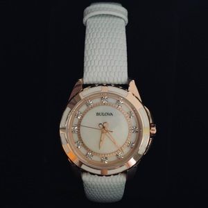 Bulova Rose Gold & White Watch